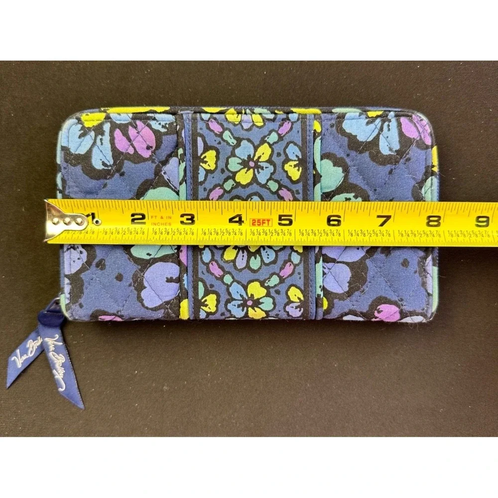 Vera Bradley Zip-Around Wallet Blue Indigo Pop Pattern Accordion 8x5 Credit Card - Picture 10 of 12